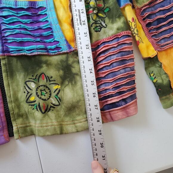 Rising International Jacket Womens 3X Multicolor Patchwork Hooded Boho Hippie - Picture 4 of 6